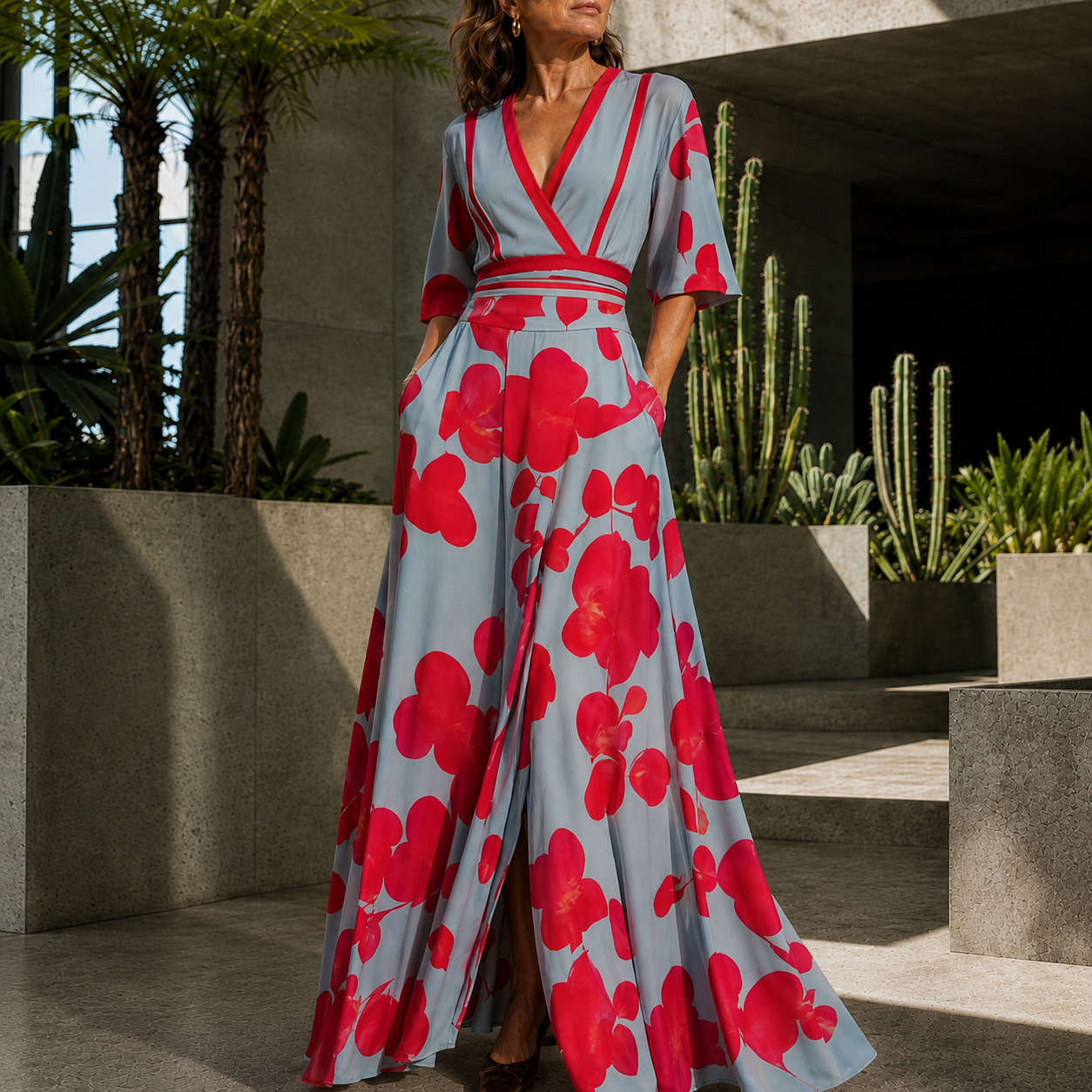 Gala | Vestido floral con escote en V
