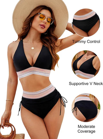 SARA | Conjunto de bikini de cintura alta para mujer